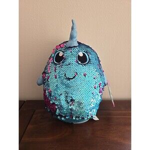 RARE SHIMMEEZ REVERSIBLE SEQUINS PLUSH UNICORN FISH 10" STUFFED ANIMAL TOY